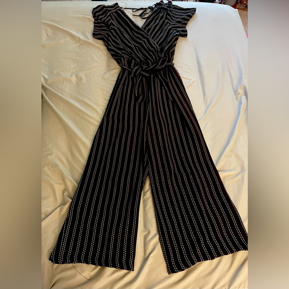 Black with white stripes Charlotte Russe jump suit